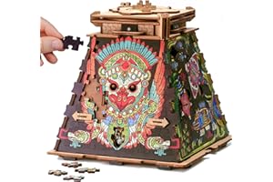 iDventure Cluepuzzle Pirámide de Sol - Juego de Escape Room con rompecabezas de Jigsaw - Puzzle de madera 3D - Caja de regalo - Cofre del tesoro - Caja de rompecabezas secuencial para adultos - Regalo