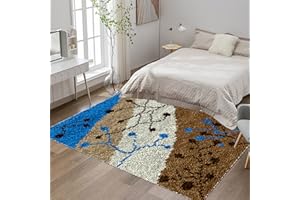 TEHOCWIZ Kits de Crochet de Loquet Point de Croix Kit Tapis Point Noué à Faire CréAtion de Tapis et Canvas Kit 80x115 cm Latch Hook Kit de Tapisserie pour Adultes, Débutants