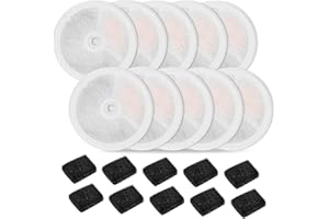 VINDOX Filtro para Fuente de Gato, Filtro Unit 3.0 de Fesina y Carbón Activado para Fuente de Gato Compatible con Fuente para Gatos Everweet Solo SE/Solo 2/3 Pro/3/2s (10 Piezas Filtro + 10 Piezas Esponja)