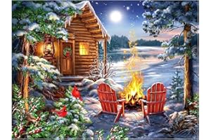 AIKEWO Diamond Painting Kits for Adults Christmas Cabin DIY 5D Full Drill Diamond Art Kits Diamond Dotz for Home Wall Decor Gem Art 12 x 16 Inches