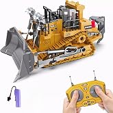 Toy 2.4GHz Remote Control Illuminated Metal Alloy Movable Bucket Crawler Bulldozer Work Machine