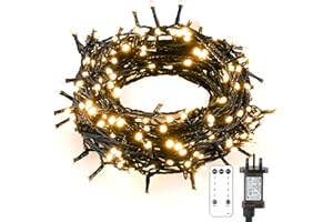 Twinkle Star Christmas Tree Lights Indoor Outdoor, 20m 200 LED Fairy Lights Plug in with Timer/Remote Control/8 Modes/Dimmable, Waterproof String Light for Garden Xmas Decorations, Warm White