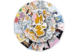TRUSTKK Lot de 50 autocollants Tom and Jerry en vinyle imperméables, faciles à appliquer et à enlever