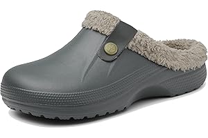 Meik Mangni Clogs Gefüttert Damen Herren Winter Gartenclogs mit Fell Warm Hausschuhe Frauen Geschlossen Pantoffeln rutschfeste Plüsch Pantoletten Gr.35-46 EU