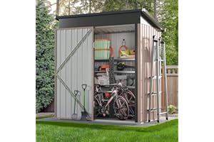Aoxun Outdoor Storage Shed, 3' x 5' Galvanized Metal Shed with Air Vent and Sliding Door, Tool Storage, Bike Shed, Garden Tool Storage Shed, for Patio, Lawn