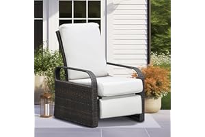 ATR ART TO REAL Charles Silla reclinable de Mimbre de Resina para Exteriores con Cojines, Aluminio Ratán, Beige, XL