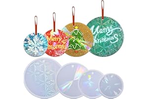 papasgix Lot de 4 moules en Silicone 3D Flocon de Neige en résine époxy Moule en Silicone Effet holographique Moule en résine de Noël pour Boules de Noël Décoration de Sapin de Noël (Sapin)