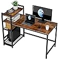 HOMIDEC Desk, 120x60cm Computer Desk with Bookshelf, 110cm Height Study Computer Laptop Table with 4 Tier DIY Storage Shelves Writing Table for Home Office Bedroom