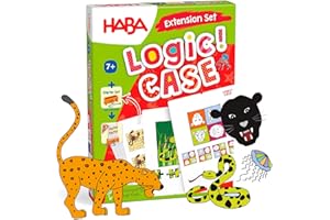 HABA Logic! CASE Extension Set, niebezpieczne zwierzęta - karty uzupełniające do etui startowego od 7 lat - idealne jako gra podróżna w podróży - 77 zagadek obrazowych wokół dzikich zwierząt -