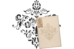 NAKLEO Pochoir pour Peinture Murale Grand Format 59x95cm, Modèle en Plastique et Réutilisable, Damassé Ornement Orient, DIY Bricolage Artisanat Décoration a Peindre, Bois Tissu Mueble