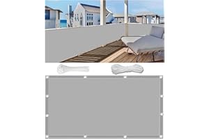 WOACE Balcony Privacy Screen Waterproof Patio Privacy Protective Screens PES 95% UV Block Porch Privacy Fence Cover for Backyard Deck Railing Pools with Cable Ties and Rope Light gray 100x850cm