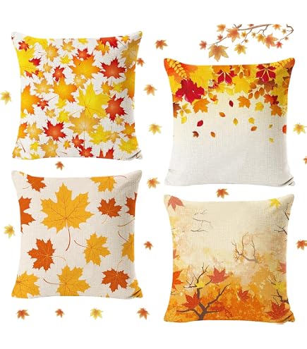 Due Federe Autunnali, 45 X 45 Cm, Perfette Per Decorazioni Del Ringraziamento Ideali Per Interni Camera Da Letto E Divano 97664460