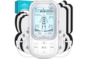 Easy@Home Tens Machine EMS: TENS Machine for Pain Relief EMS Muscle Stimulator for Back Pain | Back Massage Machine for Pain | Arthritis Pain Relief | Dual Channel 24 Modes 16 Pads Replacements