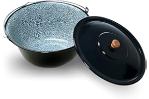 acerto 31172 Bouilloire hongroise Originale en goulasch (14 litres) pour trépied * Emaillée * Résistante aux Rayures * Neutre au goût | Casserole en goulasch, marmite à Soupe, marmite à vin Chaud