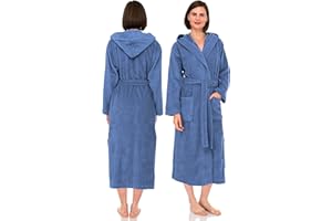 NAUSHA.HOME Luxury Hooded Bathrobe Mens & Ladies Dressing Gown 100% Cotton Terry Toweling Shawl Robe Perfect For Hotel & Spa Soft Stylish Robe