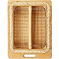 AKWAY Beechwood Wicker Basket With Partition Countertop For Modular Kitchen|Pull-Out Shelves For Onion,Potato|Fruits And Vegetables Storage Organizer For Kitchen(16.5 W(414Mm)X 20 L X 8H,Beige)