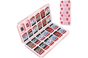 OLDZHU Cute Switch Game Case Holder Compatible with Nintendo Switch&Switch OLED Game,Switch Game Card Case Storage for 24 Games Cartridges and 24 Micro SD Card (Fruit)