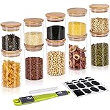 GoMaihe 250ML + 350ML Vorratsdosen 10er Set, Vorratsdosen Glas Gewürzgläser Luftdicht Glasbehälter aus Glasdose Mit Deckel Se