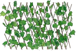 GOTGELIF Expandable Faux Privacy Fence, Airy & Evergreen Retractable Garden Trellis with Bigger Grape Leaves, Artificial Ivy Plant Willow Trellis Fence Screening Decoration Hedge for Outdoor Balcony Backyard