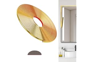 JUNART PVC Baguette de Finition, Moulure Murale, Bande Décorative Flexible pour Murs, Plafonds, Sols, Armoires, Carrelages, Miroirs(1000cm,Or)