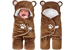 Lilian&Gema Gigoteuse 0-4 Mois Hiver Bébé, Gigoteuse Emmaillotage for Baby Height 50-65cm, Turbulette Bébé avec Doublure en Coton(Marron)