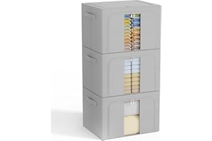 GoMaihe 3 sztuki torba do przechowywać kołder i ubrań, 198 l, możliwość układania w stos