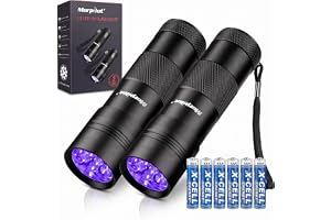Morpilot Fackla UV 395nm 2 Pack, 12 LED Ficklampa Ultraviolett Svart Ljus för Att Upptäcka Urin, Lysrör och Fläckar