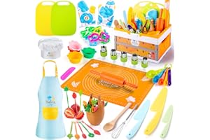 EFO SHM Cuchillo para Niños, Kit de Corte Infantil​​ Accesorios de Cocina para Niños con Cortadores de Galletas, Tabla de Cortar, Juego de Cocina de Lodo