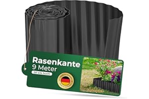 Novatool Beetumrandung 20 cm hoch I 9 Meter I Anthrazit I Beeteinfassung Gießrand Begrenzung Garten Rasenkante Kunststoff Beeteingrenzung Rasenbegrenzung Rasenumrandungen Beetumrandungen