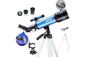 Aomekie Teleskop Astronomie 70/400 Fernrohr Teleskop für Kinder Einsteiger Amateur-Astronomen mit Aluminium Stativ Smartphone Adapter und Mondfilter (40070)