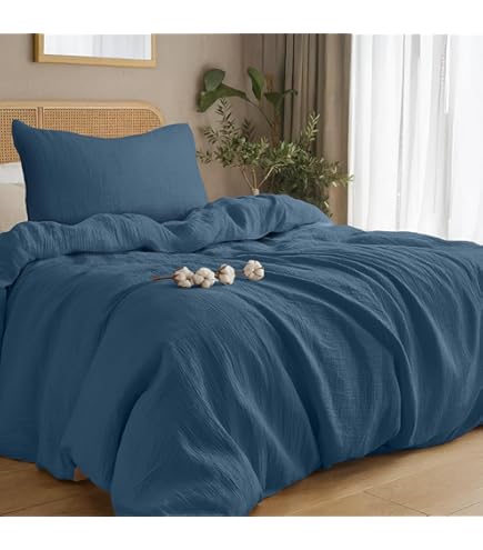 EMME Mousselin Beddengoed, 100% katoen, 135 x 200 cm, dubbel zomerbeddengoed met ritssluiting, 1-delige set met 1 kussensloop van 80 x 80 cm, mousseline sprei, Oeko-Tex, donker kaki