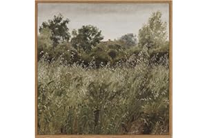 InSimSea Square Framed Canvas Wall Art, Vintage Farmhouse Natural Field Wall Art Prints, Desk Decor, Classical Oil Paintings Home Decor for Bedroom Living Room, Kitchen, Office 12"x12"