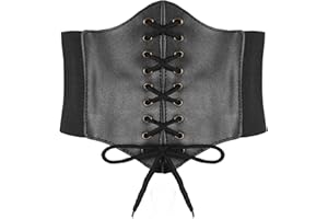 Hoerev Women Girls Elastic Wide Band Elastic Tied Waspie Corset Waist Belt