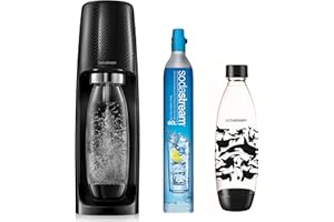 Set Sodastream Spirit con macchina per acqua frizzante e soda Spirit Nero, 2 bottiglie Fuse in PET 1l di cui 1 bottiglia Fuse Nature, 1 cilindro di CO2 60 L [esclusiva Amazon]