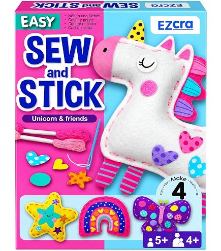Kit Couture De Noël Pour Enfant – 12 Motifs En Feutre – Père Noël, Cerf, Décorations – Aiguilles Plastique – Dès 4 Ans