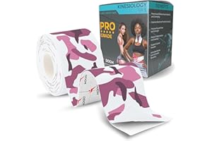 DDGM Kinesio Tape professionale. Cerotto a nastro per taping kinesiologico adesivo impermeabile. Ottima benda elastica per tutore ginocchio e articolazioni. Ottimo nastro adesivo seno. (1 Roll, Camo Pink)