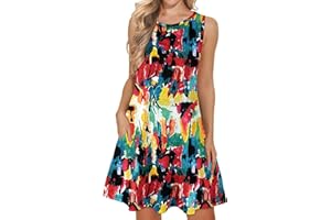 WNEEDU Abiti Estivi da Donna Prendisole da Spiaggia Senza Maniche