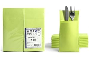 AROBA 50 Airlaid Besteckservietten fertig gefaltete Servietten mit Schlitz 40x40 cm Stoffähnlich 1/8 Falz Premium Qualität Bestecktasche Hochwertig Stoffoptik Kiwi Grün Limette