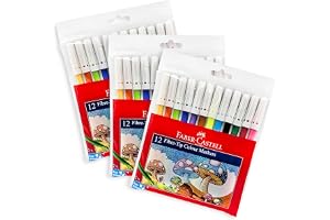 Faber-Castell Colour Marker 12 Colours [Pack of 3], Washable ink easily rinses off skin and clothing