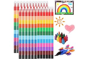 YeahBoom Wachsmalstifte,24PCS Stapelbare Buntstifte kinder,Wachsmalstifte Set,Spitzen Kreide Buntstifte,Regenbogen Stifte,Farbwechselstift,ideal als mitgebsel kindergeburtstag,Ostergeschenke Kinder