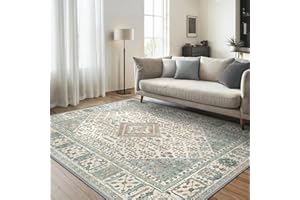 GENIMO Rugs Living Room 160x230cm,Large Washable Boho Vintage Carpet,Non-Slip Durable Easy Clean Green Rug for Living Room, Dining Room, Home Office