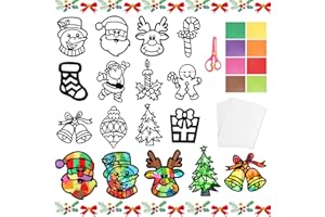 VDSOW Basteln Kinder Weihnachten, Bastelsets Fensterbilder Weihnachten Schneemann Weihnachtsmann Schneeflocken Weihnachtsdeko Innen Fenster, Weihnachts Fensterbild Winter zum Basteln Kinder DIY Schablonen