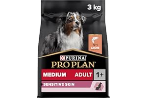 PRO PLAN Medium Adult Sensitive Skin Riche en Saumon - 3 KG - Croquettes pour chiens adultes de taille moyenne ayant une peau sensible