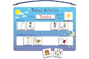 AMAGENIUS Today's Activities Daily Routine Visual Timetable Magnetic Tile Chart for Children