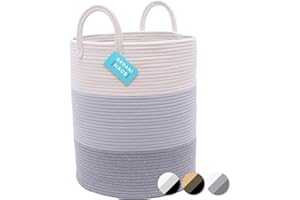 OrganiHaus Paniers Rangement Tissés, Grand Panier Jouets, Panier Rangement Bébés Cordes Coton avec Poignées -Panier Rangement Salle de Bain, Panier de Rangement Couvertures. Gris 3 tons (38x45cm)