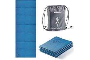 Avoalre Travel Yoga Mat Non Slip Foldable Portable Gym Mat Fitness Training Pilates Exercise Mat Workout for Women Men