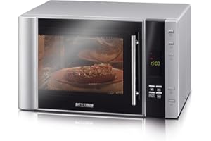 SEVERIN Four à micro-ondes 30 L, 2 500 W, avec fonction gril et chaleur tournante, avec 5 niveaux de puissance, 10 programmes automatiques, Inox/Noir, MW 7775