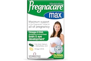 Pregnacare MAX Pregnancy Vitamins - UK's No.1 Pregnancy Brand. Greater Prenatal Care for Women, Supplement with Added Omega-3 DHA for Normal Brain and Eye Development, Vitabiotics