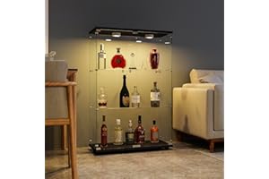 ‎FANYUSHOW FANYUSHOW Glasvitrine Standvitrine in Schwarz - Vitrine Schwarz - Vitrinenschrank Schwarz - Sammlervitrine - Glasvitrine Regal Glas Schrank mit Licht 125 x 79 x 36.5 cm