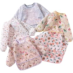Tablier Bavoir à Manches Longues ElecMotive - Imperméable Lot De 3 - 6-36 Mois